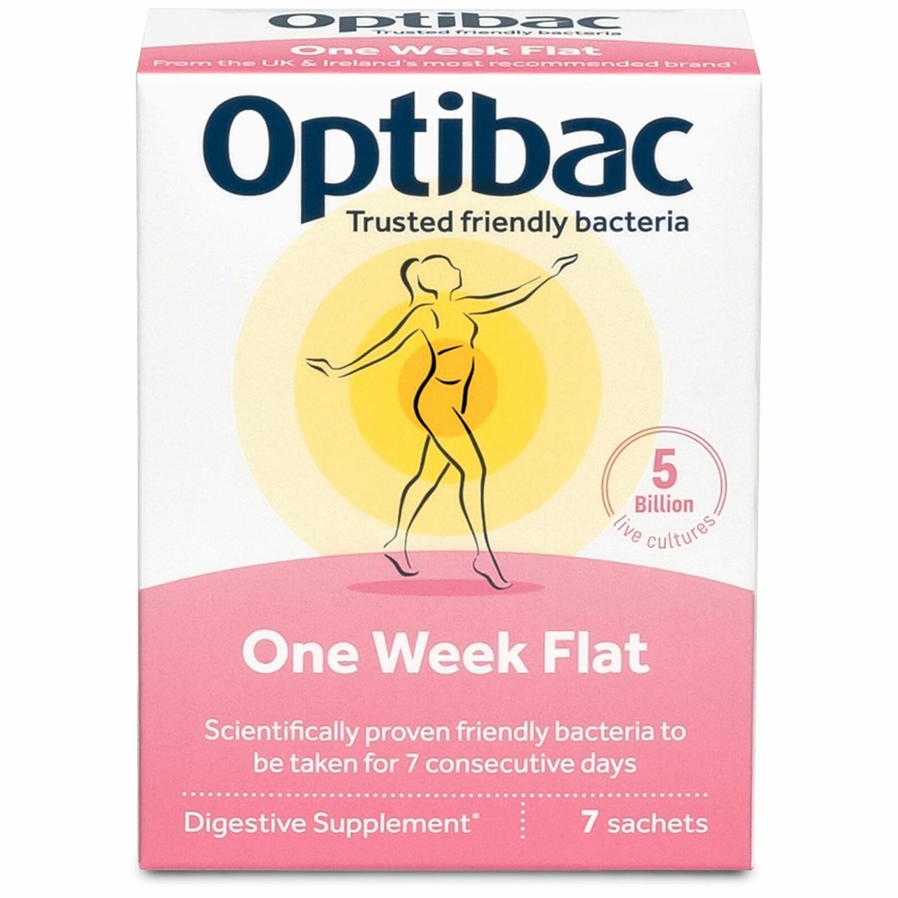 Probiotik në formë të pluhurit Optibac One Week Flat, 7 qeska
