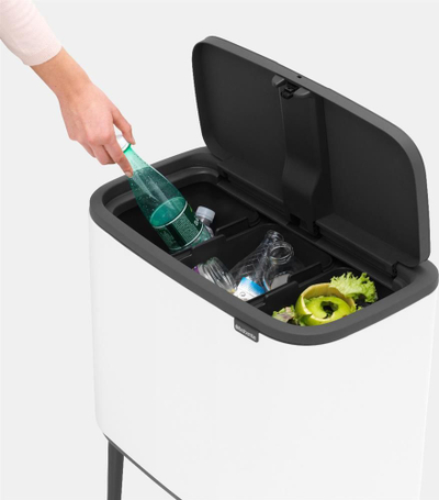 Kosh i mbeturinave me ndarje Brabantia, 3 x 11 l, i bardhë