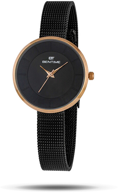 Orë dore për femra Bentime 006-9MB-17157B, e zezë/artë Orë dore për femra Bentime 006-9MB-17157B, e zezë/artë
