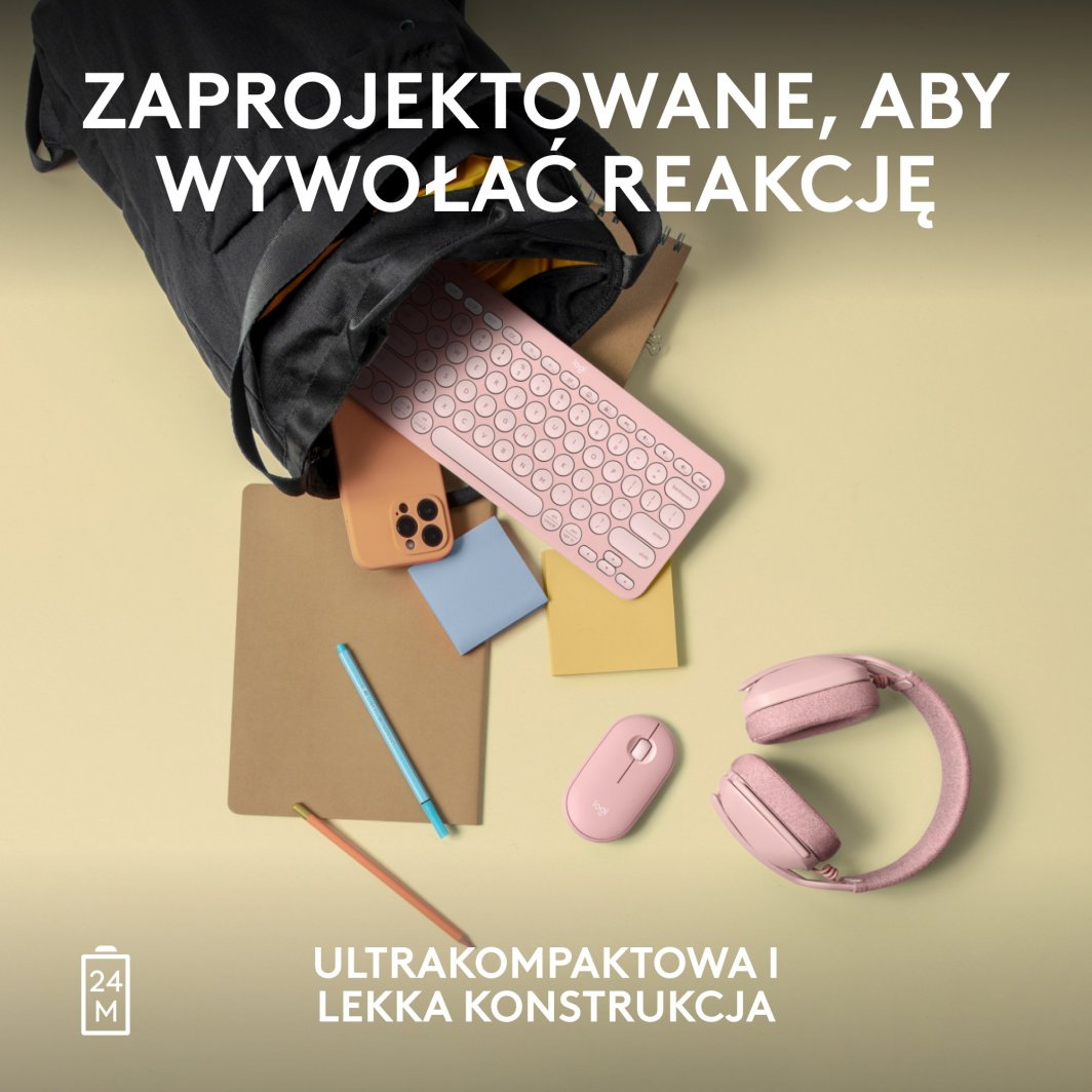 Maus Logitech Pebble, wireless, Bluetooth, rozë