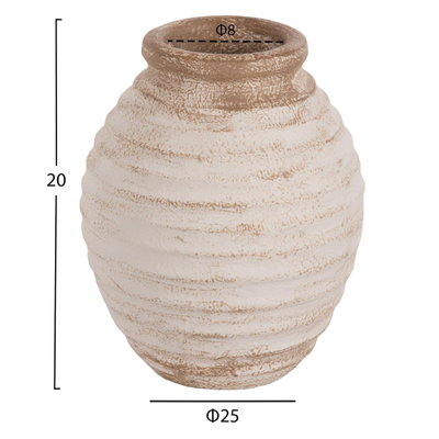 Vazo dekorative Pydna Φ20x25Hcm (HM7940), bardhë/ bezhë