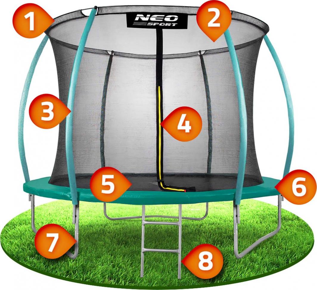 Trampolinë kopshti Neo Sport, 180 x 312 cm, e gjelbër