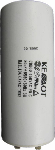 Kondensator Kemot URZ3141 për motorët njëfazor, 80uF, 450V Kondensator Kemot URZ3141 për motorët njëfazor, 80uF, 450V