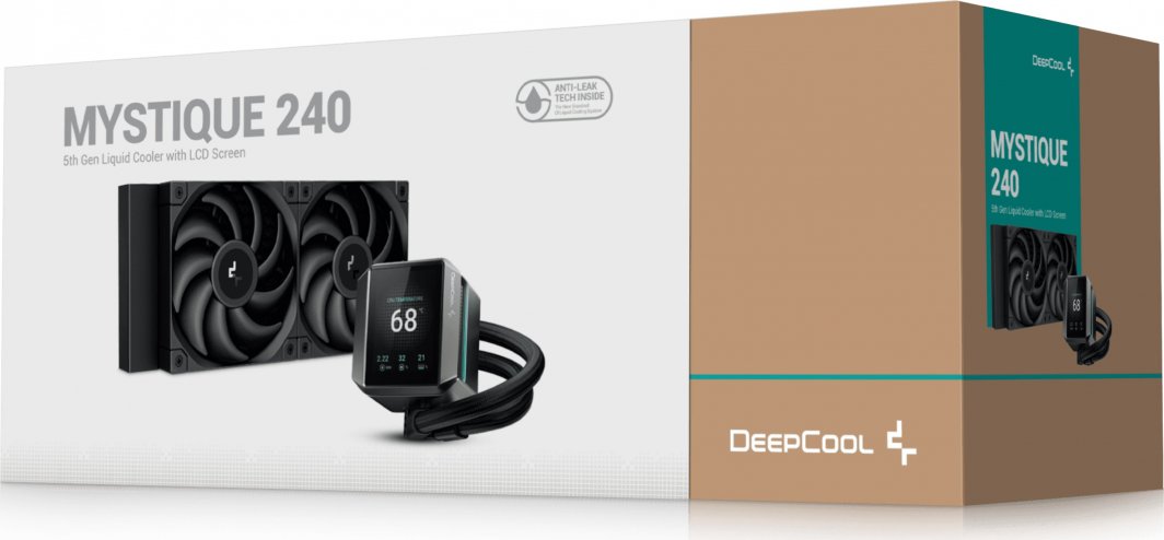Ftohës me ujë DeepCool MYSTIQUE 240, 12 cm, 2.8" LCD, i zi