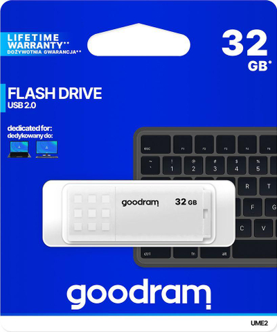 Flash Drive GoodRam UME2 32GB USB 2.0 (UME2-0320W0R11), i bardhe