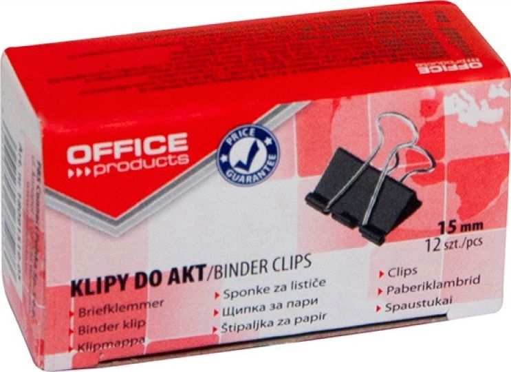 Kapëse për dokumente Office Products, 12 copë, të zeza