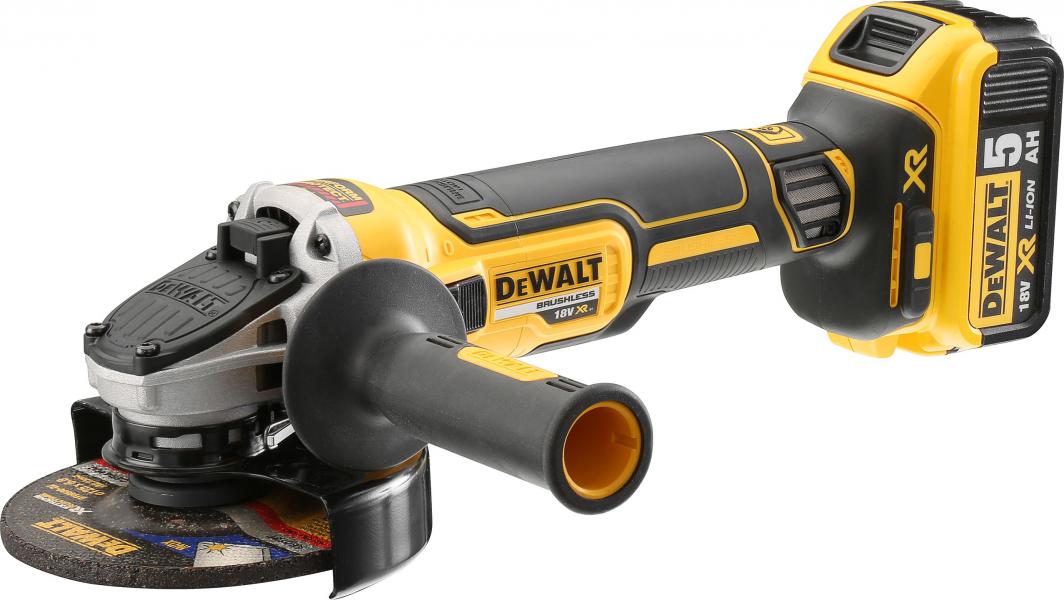 DEWALT XR Безжична Аголна Брусилка, 125 mm, 18V, 5.0Ah