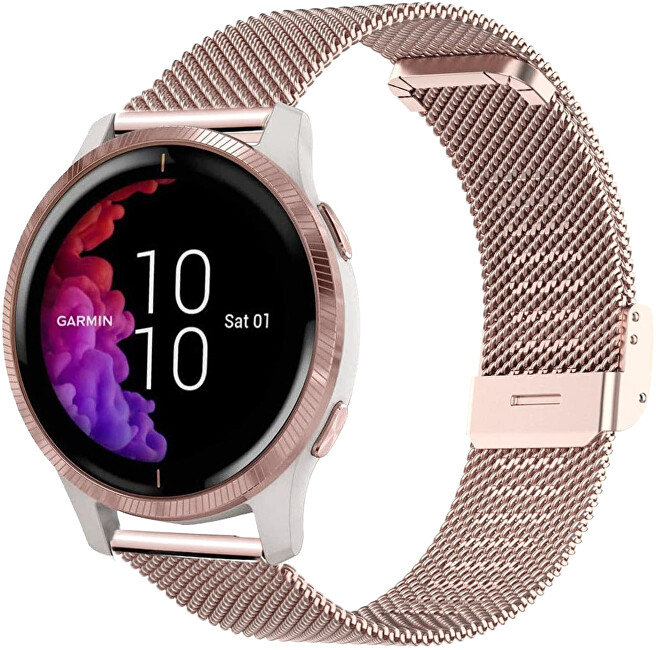 Rrip milanez 4wrist për Garmin 22mm, rozë e artë