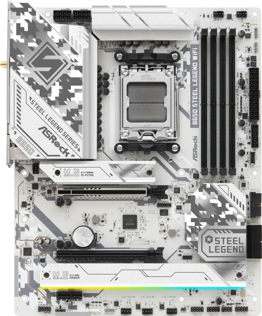 Pllakë amë ASRock B650 STEEL LEGEND WIFI, PCIe 5.0, DDR5, e bardhë