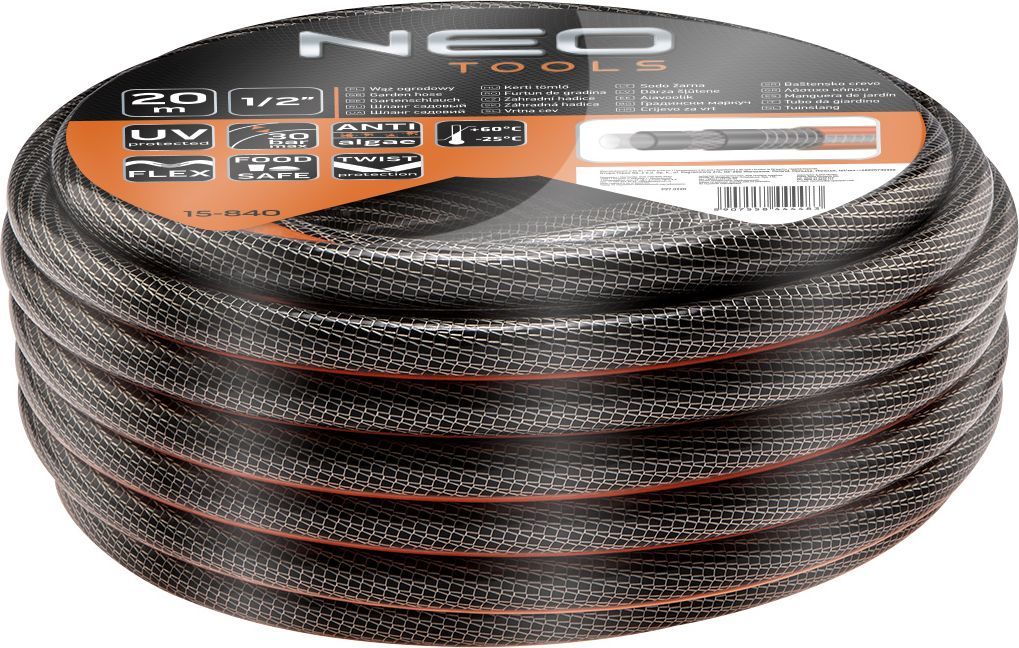 Gyp kopshti për ujitje NEO, Professional, 1/2", 20m, 6-shtresor (15-840)