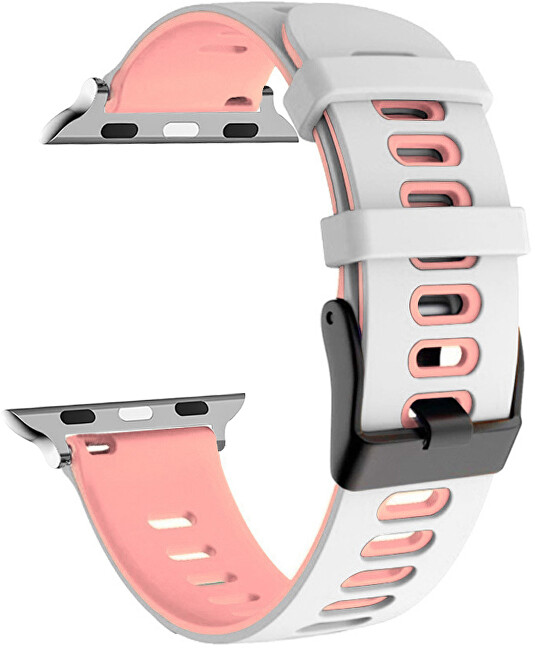 Rrip silikoni 4wrist për Apple Watch 38/40/41 mm, i bardhë/rozë