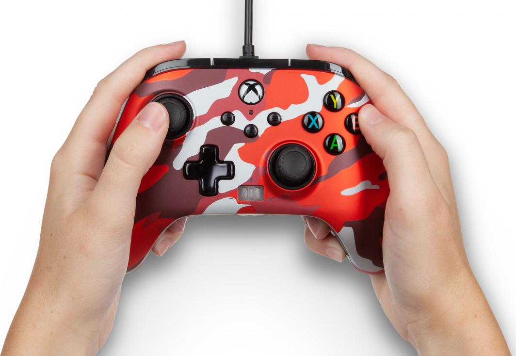 Kontroller PowerA XS Enhanced Metallic Red Camo, me kabllo, i kuq