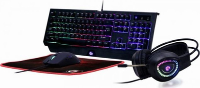 Set tastierë Gaming, kufje, maus, mauspad Gembird, GGS-UMGL4-01, EN, të zeza