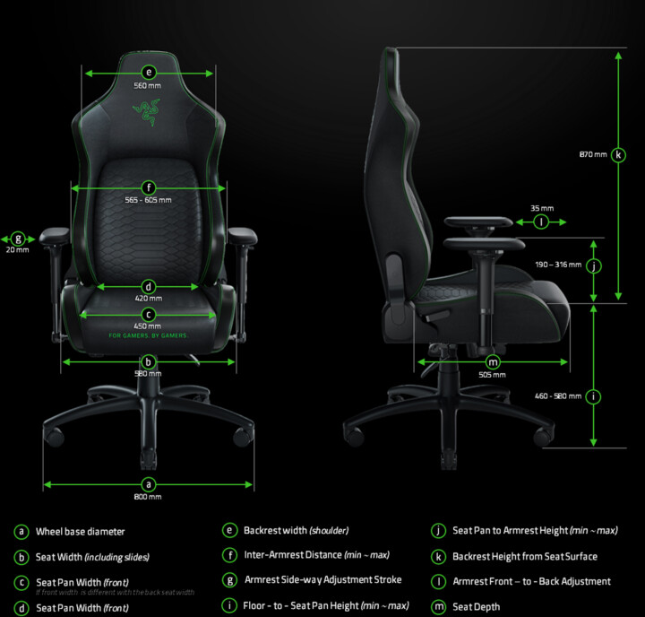 Karrige Razer Iskur, XL, e zezë / gjelbër