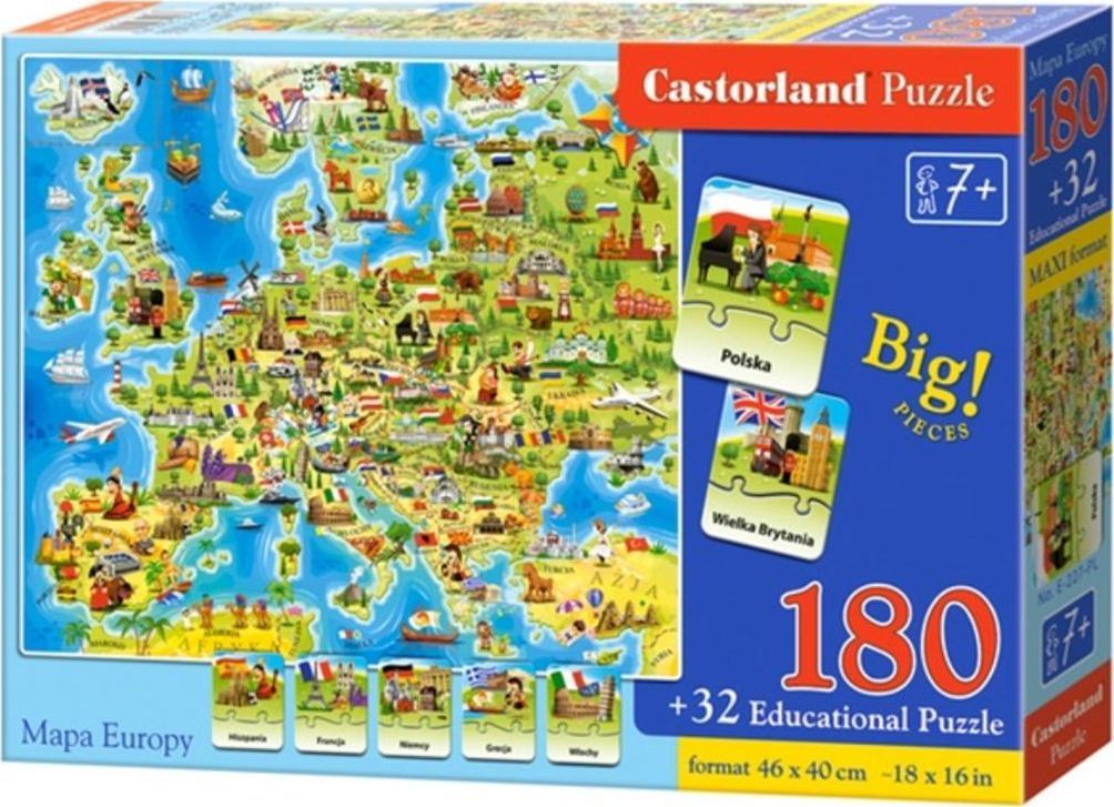 Lojë Puzzle 180 Harta e Evropës me kuiz