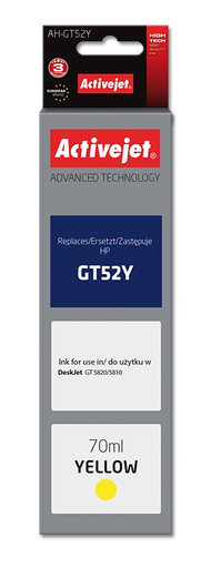 Ngjyrë për printer Activejet AH-GT52Y (zëvendësim për HP GT52Y M0H56AE), 70 ml, e verdhë Ngjyrë për printer Activejet AH-GT52Y (zëvendësim për HP GT52Y M0H56AE), 70 ml, e verdhë