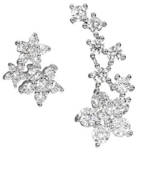 JwL Luxury Pearls Асиметрични Двојни Обетки со Вистински Бел Бисер (JL0260)