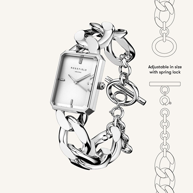 Orë dore për femra Rosefield The Octagon XS Studio Silver SWSSS-O56, e argjendtë