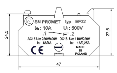 Modul lidhës Promet W0-ŁEF22GY, i hirtë