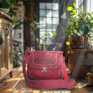Çantë për femra lëkurë FD Leather, rozë me efekt të vjetëruar