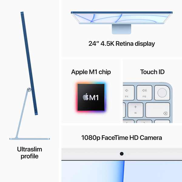 Apple iMac 24", M1 8-core, 8GB, 256GB, 7-core GPU, Silver