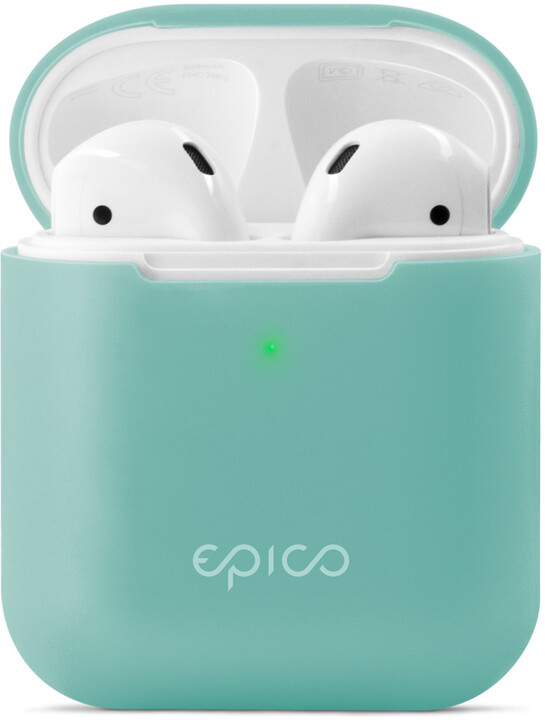 Mbrojtëse silikoni EPICO për Apple Airpods (2019), e kaltër e hapur
