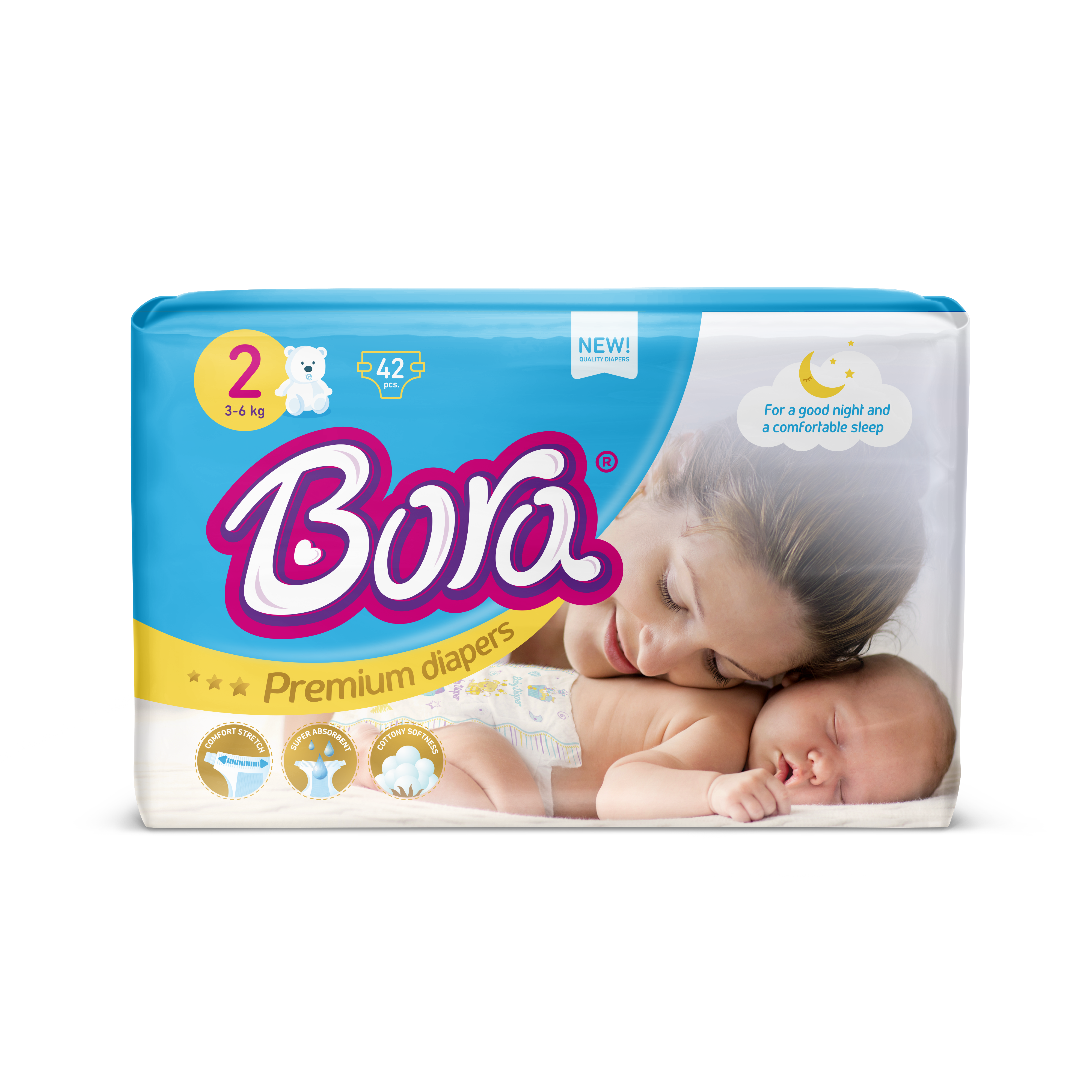 Pelena për bebe Bora Jumbo, 3-6kg, 42 copë