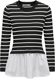 Bluzë për femra ONLY ONLANGIE, e zezë/bardhë