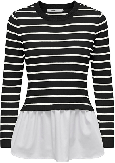 Bluzë për femra ONLY ONLANGIE, e zezë/bardhë