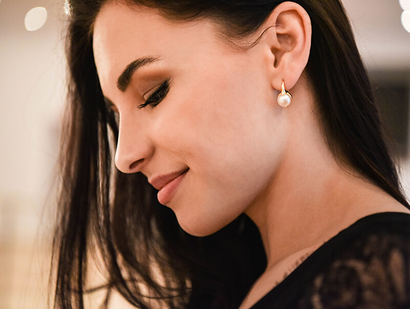 JwL Luxury Pearls Бронзени Обетки со Вистински Бисери JL0533