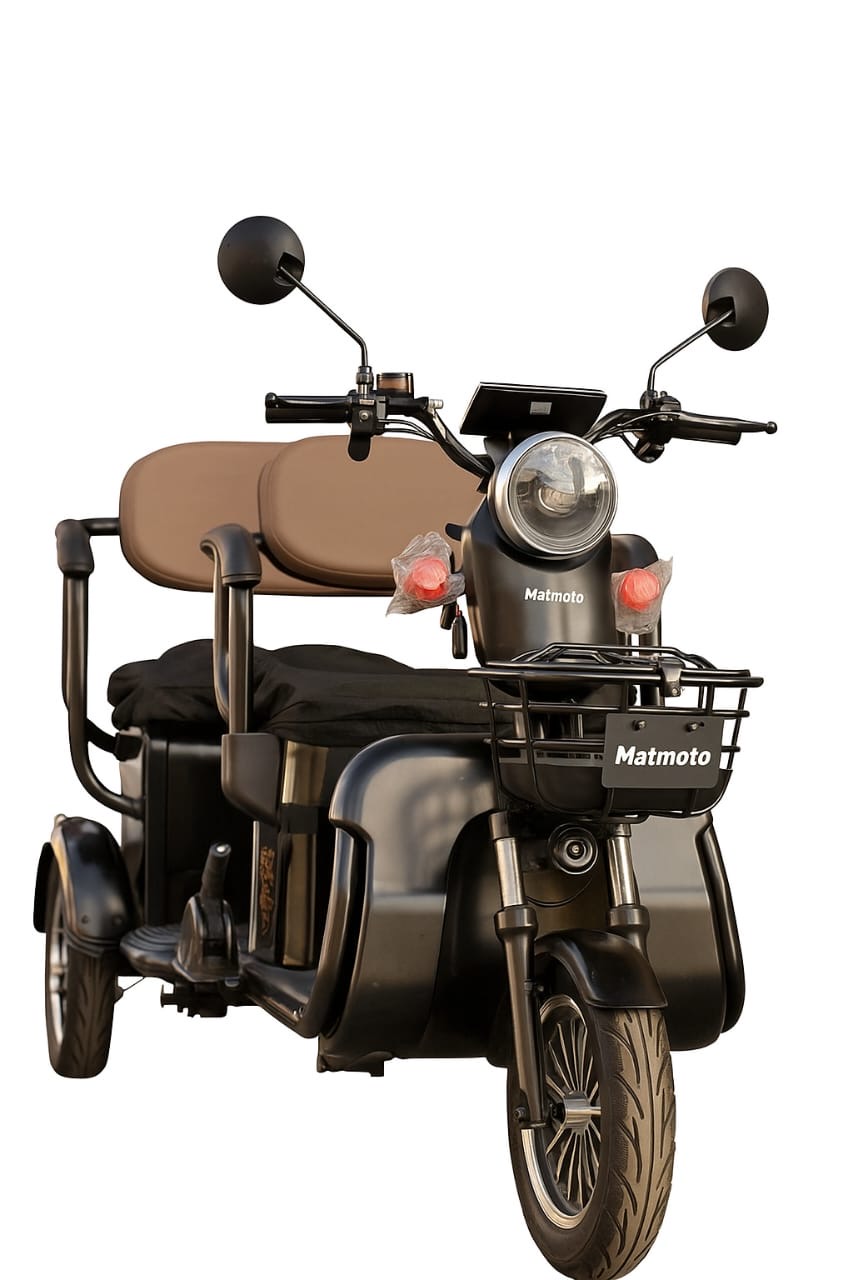 Skuter elektrik për 3 persona Mat Moto Motorcycle, 25 km/h,1800W, i zi/ kaftë