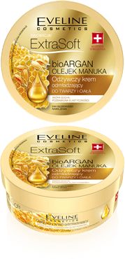 Krem ripërtëritës për fytyrë dhe trup Eveline Extra Soft bio Argan and Manuka Oil, 175ml Krem ripërtëritës për fytyrë dhe trup Eveline Extra Soft bio Argan and Manuka Oil, 175ml