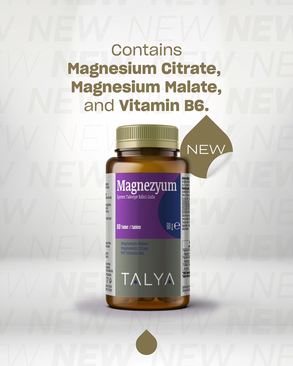 TALYA Herbal Magnesium + Vitamin B6, 60 kapsula