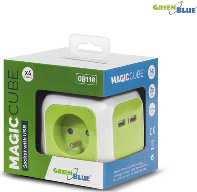Prizë korrenti katërshe MagicCube, 2 hyrje në USB 1.4m GB118 (MCE118)