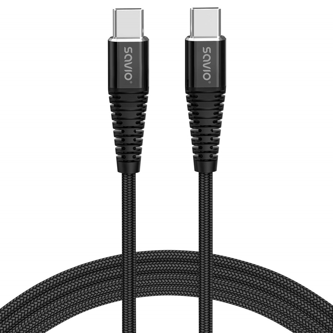 Kabllo Savio, USB C / USB C, 2 m, e zezë