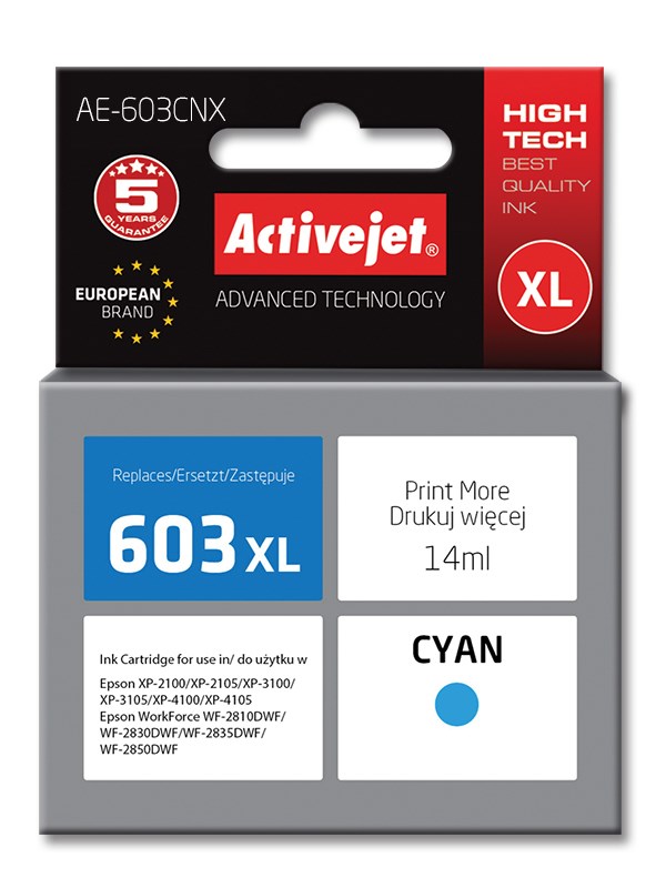 Ngjyrë për printer Activejet AE-603CNX (zëvendësim për Epson C13T03A24), 14 ml, e kaltër Ngjyrë për printer Activejet AE-603CNX (zëvendësim për Epson C13T03A24), 14 ml, e kaltër