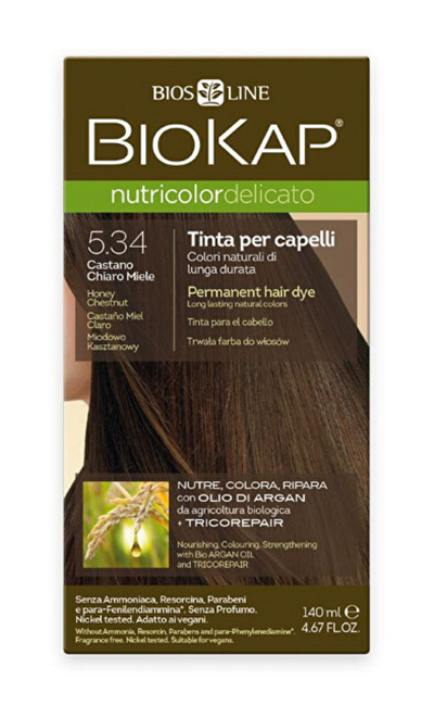 Ngjyrë për flokë Biokap Nutricolor Delicato Honey Chestnut, nr. 5.34, 140 ml
