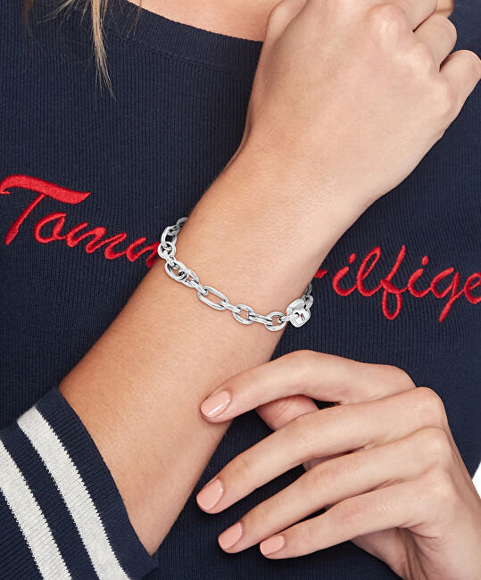 Tommy Hilfiger Нараквица од Челик со Контрастен Ланец 2780789