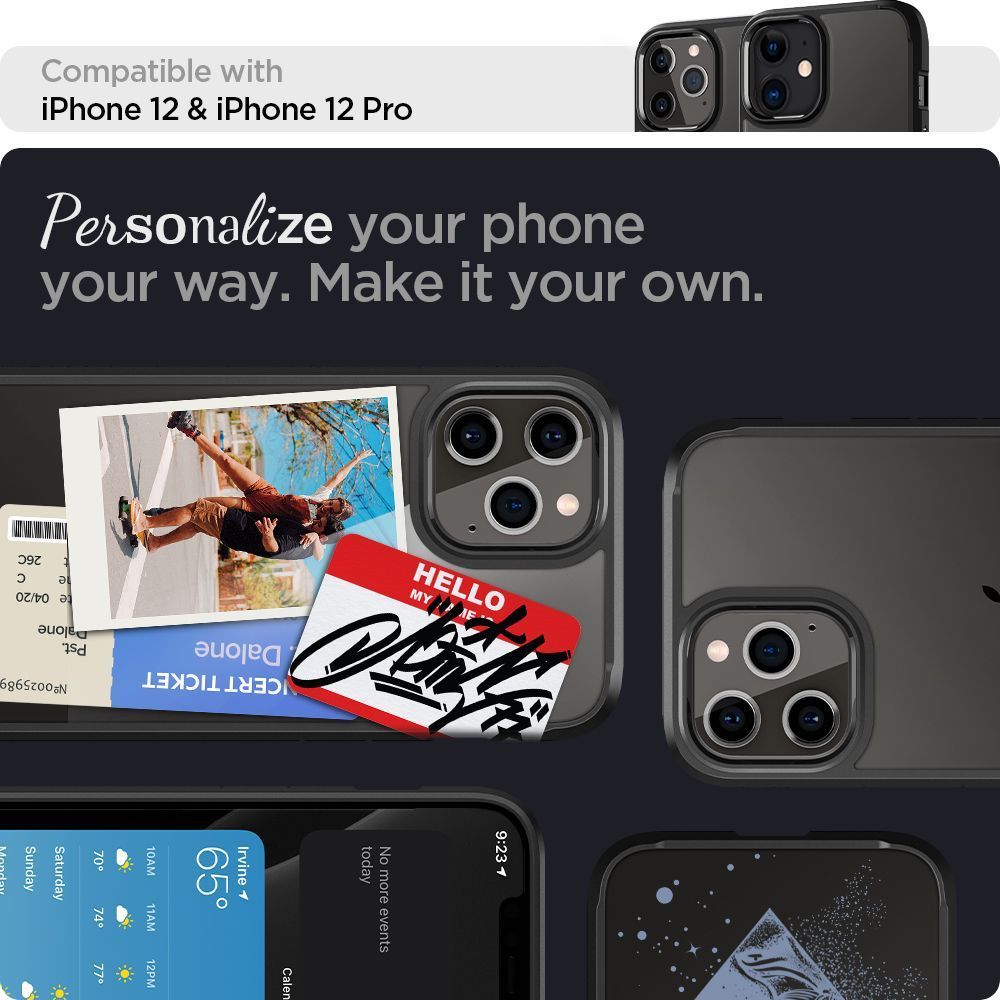 Kornizë mbrojtëse SPIGEN ULTRA HYBRID për iPhone 12/12 Pro, e zezë