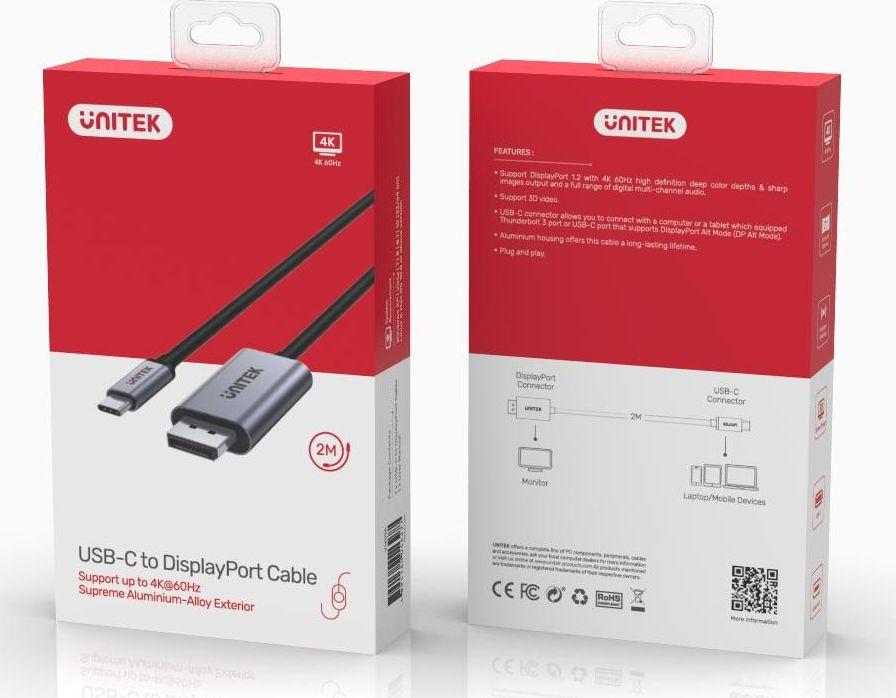 Përshtatës USB Unitek USB - DisplayPort, 2m, i zi