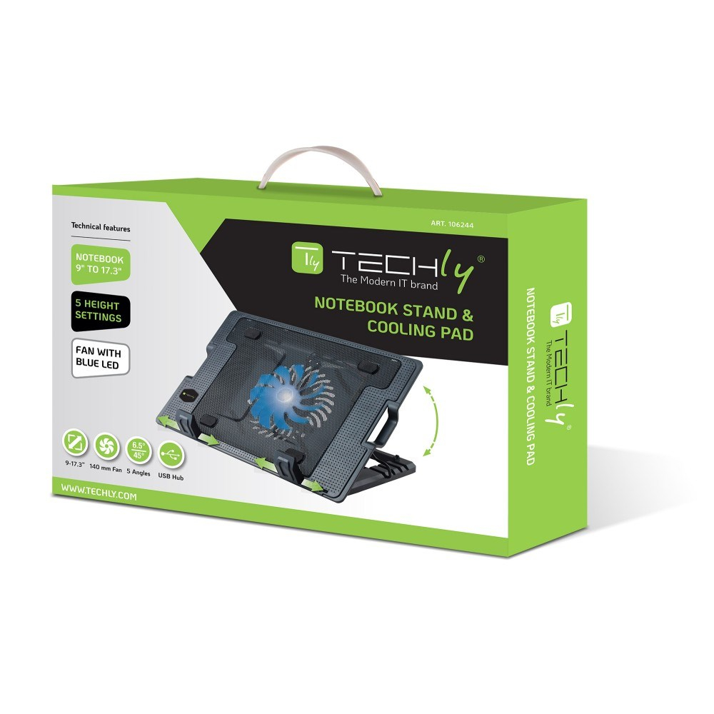 Mbajtëse ftohëse për laptop Techly, deri në 17.3"