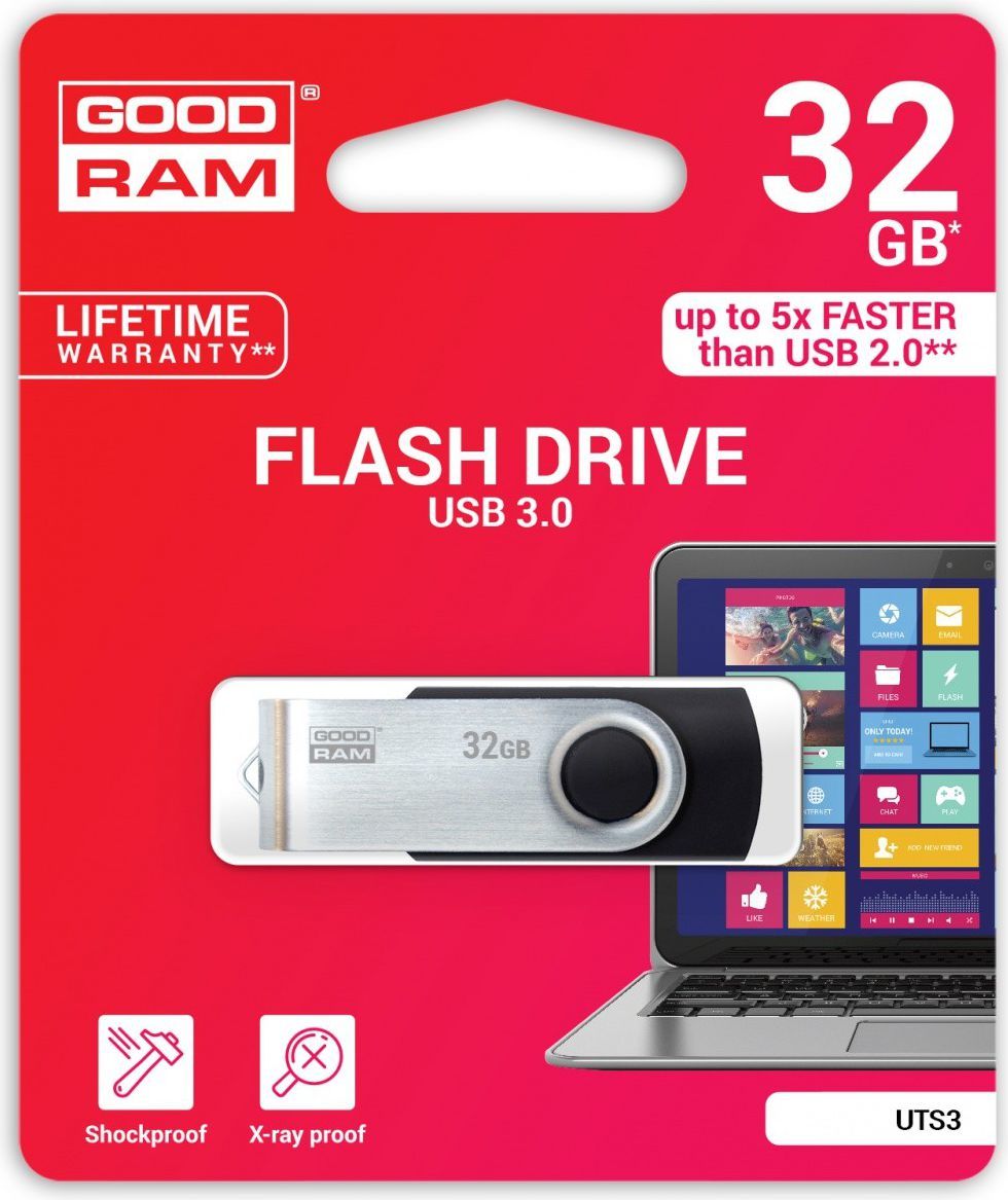 Memorie GoodRam UTS3 32 GB (UTS3-0320K0R11), e zezë dhe argjend 