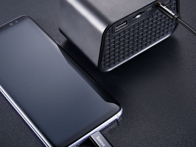 Kabllo USB Baseus (30476-uniw), USB-C në Mini Jack 3.5mm, 1.2 m, e zezë