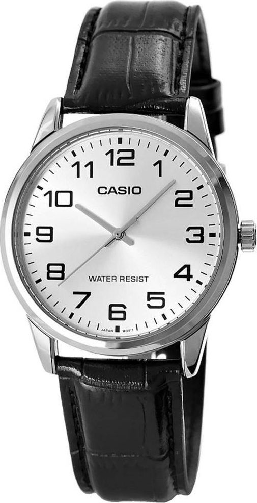 Orë dore Casio MTP-V001L-7BUDF, quartz, 5 ATM, rrip lëkure i zi