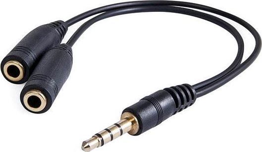 Kabllo Logo - Jack 3.5mm (M) - 2x Jack 3.5mm (F), 0.2m, e zezë Kabllo Logo - Jack 3.5mm (M) - 2x Jack 3.5mm (F), 0.2m, e zezë