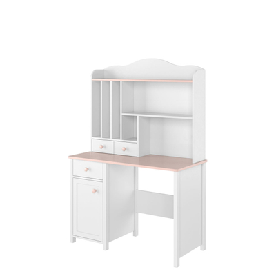 Tavolinë pune LUNA LN-03  dhe 1 sirtar + Shtesë LUNA LN-04, bardhë, rozë