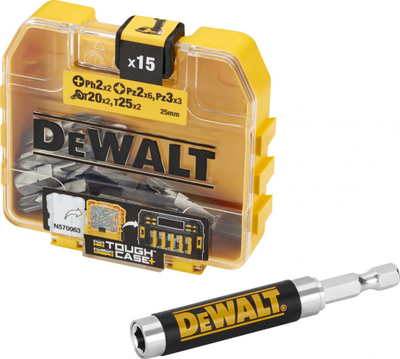 Set majash DeWalt, 15 copë + pjesë montuese magnetike (DT71511)