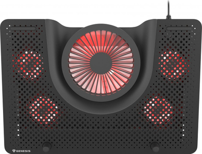 Stendë për ftohje Genesis Oxid 550 për laptop 15.6-17.3", 5 ventilator, dritë të pasme, 1 USB (NHG-1411),e zezë, plastike