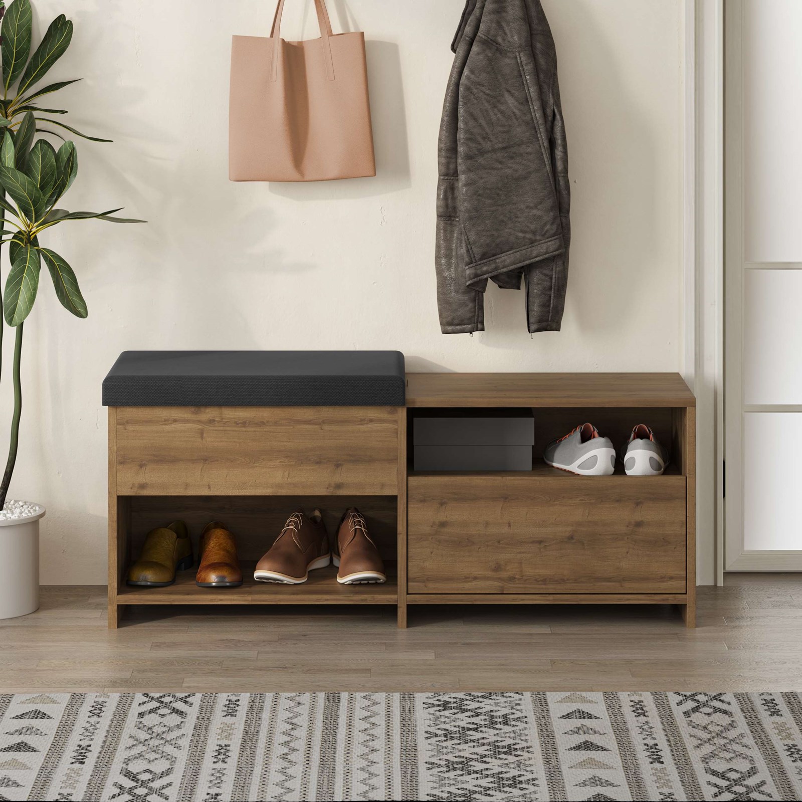 Stol për koridor Decortie Filux 51x120x 40cm, kafe