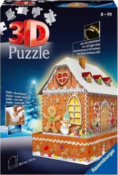 Puzzle 3D Ravensburger Buildings at night: Gingerbread House, 216 pjesë